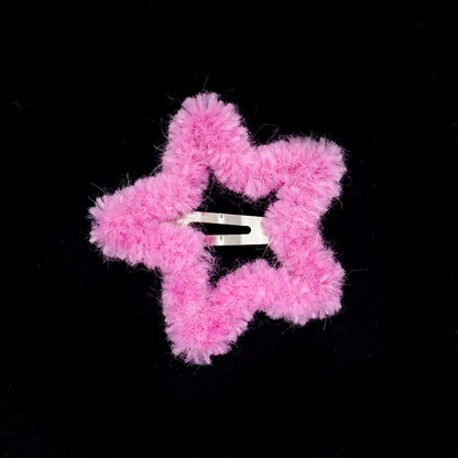 Pink Unicorn Star Hair Clip | Decora Dopamine Girl Y2K Fluffy Side Clip hair clip pink unicorn Barbie Pink - 1pc Only