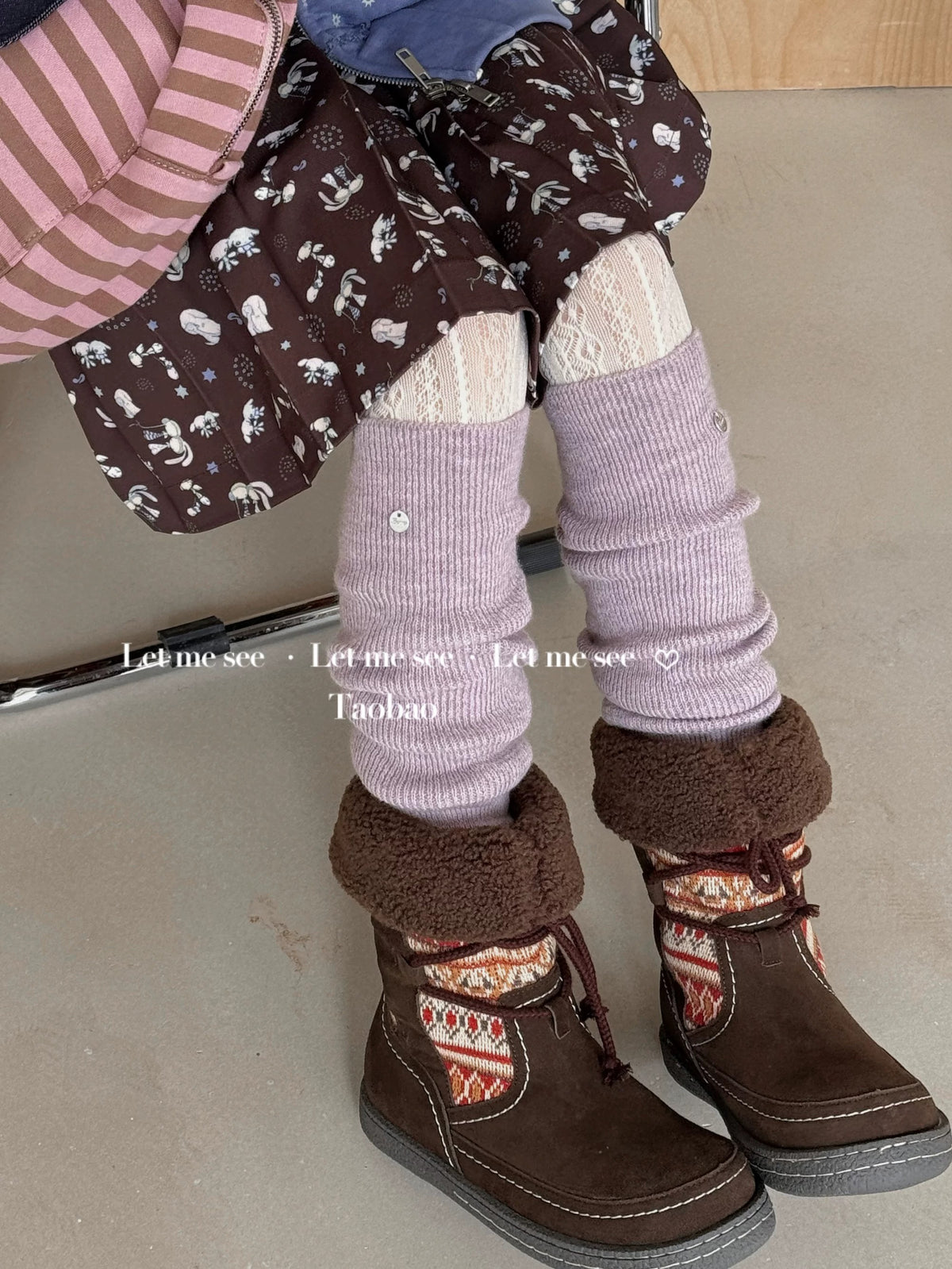 LET ME SEE - Solid Color Wool-Blend Slouch Leg Warmers socks let me see Purple