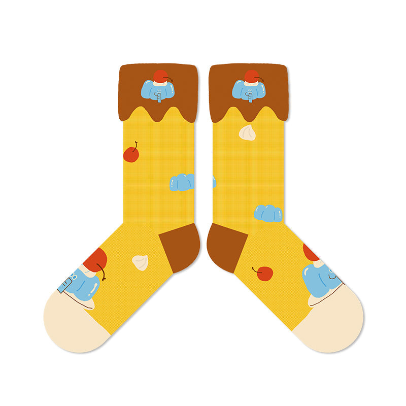 TaoLeSi - Kawaii Cartoon Ruffle Socks sock TaoLeSi Chocolate Drizzle Elephant - 1 Pair