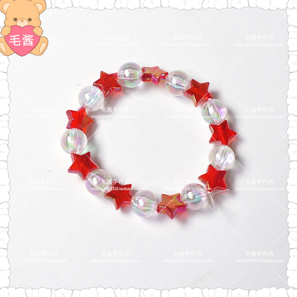 Maojiang Star Strawberry Bear Bracelet | Decora Beaded Accessory bracelet maojiang Red Star Bracelet (1 piece)