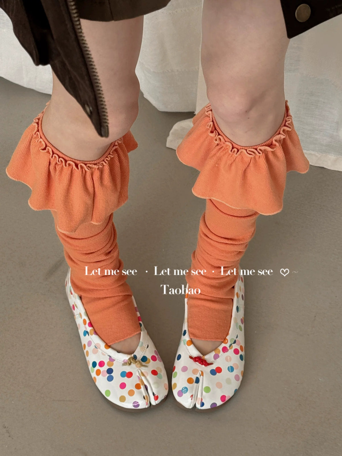 LET ME SEE - Ruffle Slouch Socks Winter Calf Socks socks let me see Orange