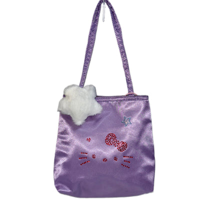 Salty Gummy - Y2K Kitty Rhinestone Satin Handbag Cute Shoulder Bag bag Salty Gummy Purple (Small Size)