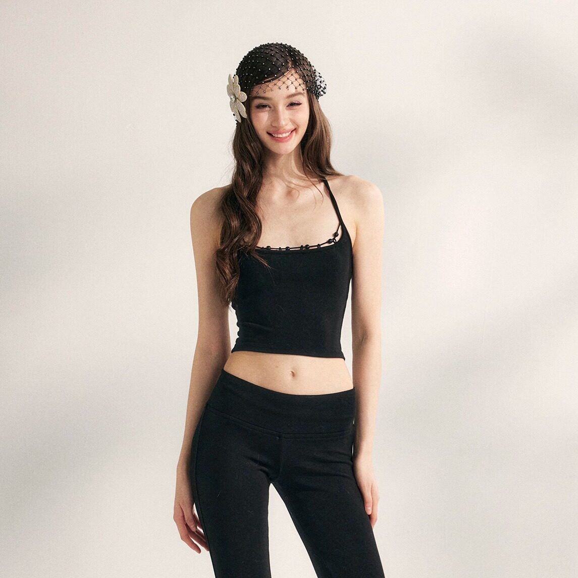 YZZI HE - Lazy Weekend Beaded Knit Two-Piece Set set YZZI HE Black Camisole S