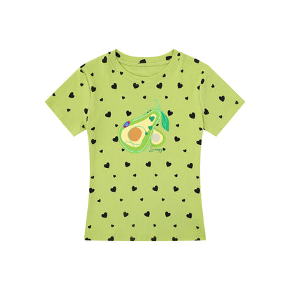 Languid Park - Heart Print Fitted Tee tshirt Languid Park Green S