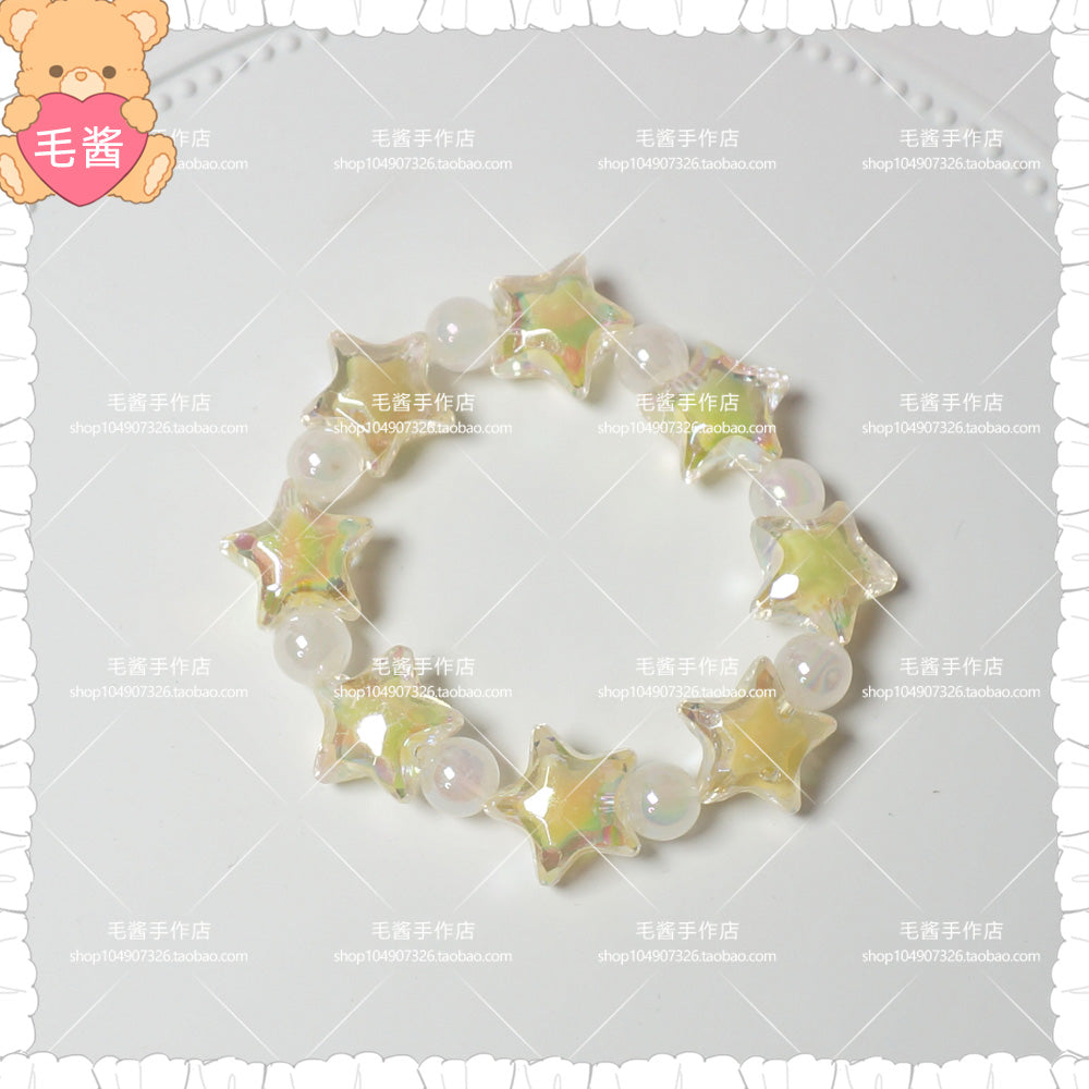 MaoJiang - Decora Kei Iridescent Star Candy Bracelet bracelet maojiang Yellow Spacer Iridescent Star Bracelet (1pc)