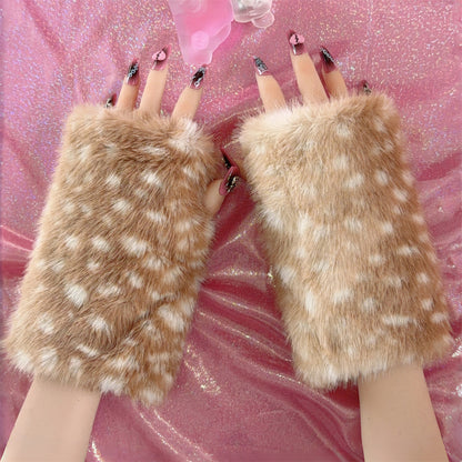 No Brand - Plush Fingerless Arm Warmers sleeves Captain Peach Little Deer Pattern