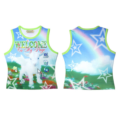 DeadEndKids - Cyber Graphic Slim Tank Top camisole DeadEndKids Cyber Sheep S