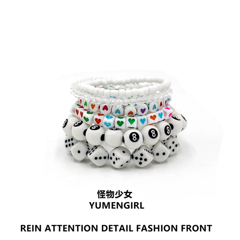YUMENGIRL - Kawaii Decora Dopamine Bracelet with Candy Colors & Star Charms bracelet YUMENGIRL White Bracelet Set