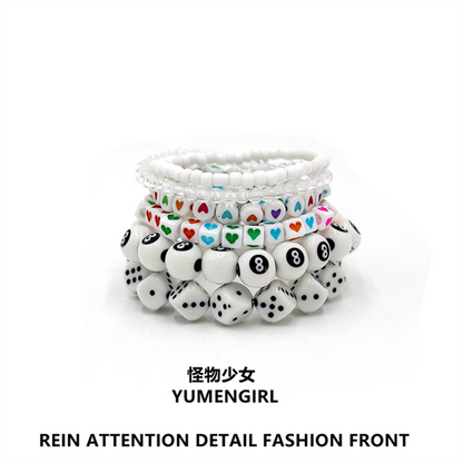 YUMENGIRL - Kawaii Decora Dopamine Bracelet with Candy Colors & Star Charms bracelet YUMENGIRL White Bracelet Set