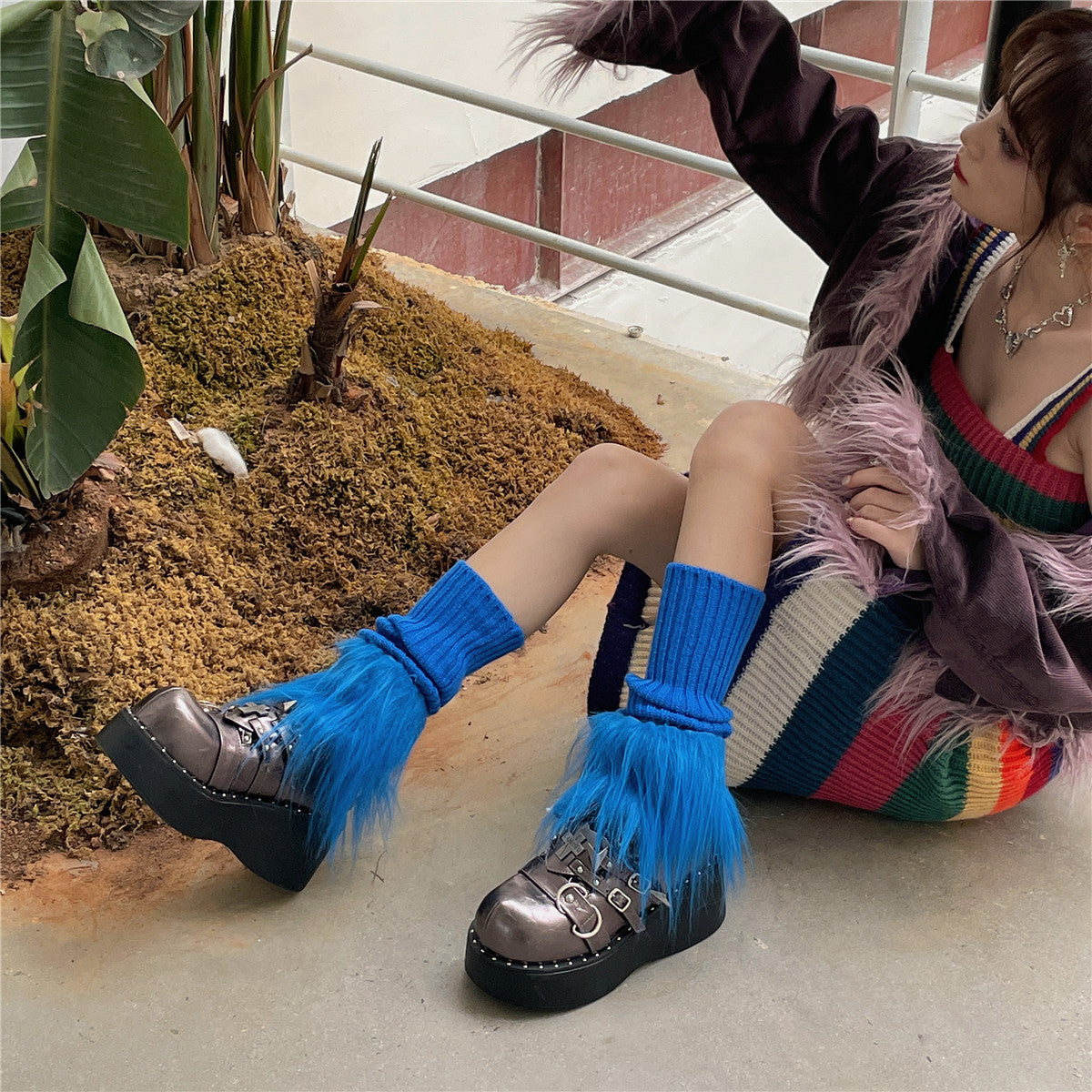 LET ME SEE Cute Leg Warmers | Fuzzy Knit Leg Warmers | Japanese Decora Style Shoe Covers