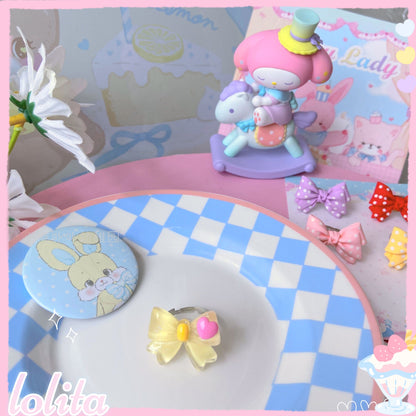 Bear Doll - Decora Kei Bow Ring ring Bear Doll Glitter Yellow