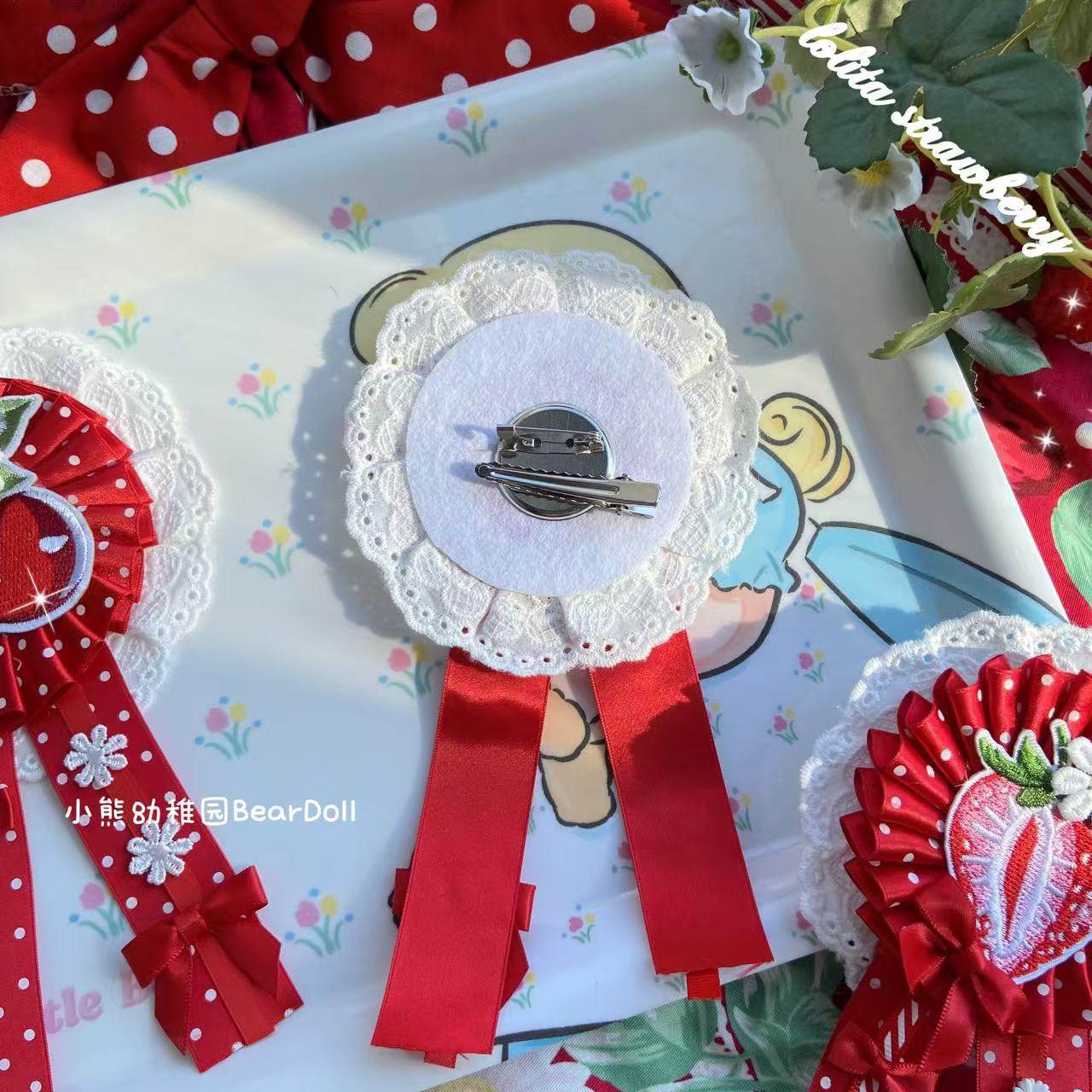 Bear Doll - Kawaii Strawberry Cherry Pin hair clip Bear Doll