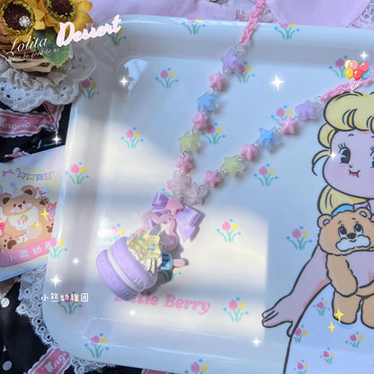 Bear Doll Kawaii Necklace | Macaron Sweet Dessert Necklace necklace Bear Doll Purple
