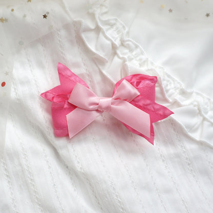 MaoJiang - Kawaii Pink Bow Hair Clip Handmade with Bell hair clip maojiang #9 - 1pc