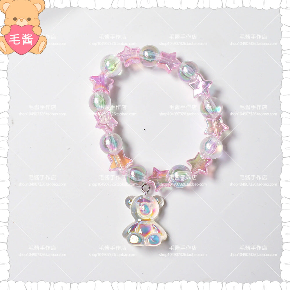 Maojiang Star Strawberry Bear Bracelet | Decora Beaded Accessory bracelet maojiang Bear & Pink Star Bracelet (1 piece)