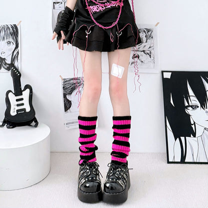 2 Bears - Striped Bone Leg Warmers for Alt Girls & JK Fall Vibes