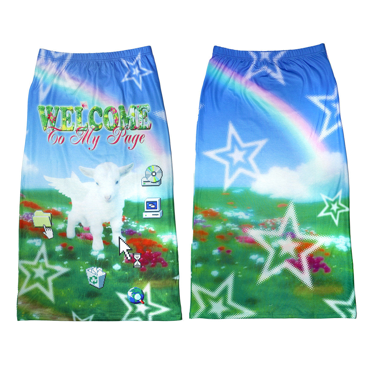 DeadEndKids - Cute Graphic A-Line Skirt skirt DeadEndKids Cyber Sheep S