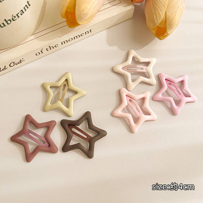 Decora Hair Clips Colorful Star Hair Accessories Bang Hair Clips hair clip Land Decora Brown Pink - 6pcs