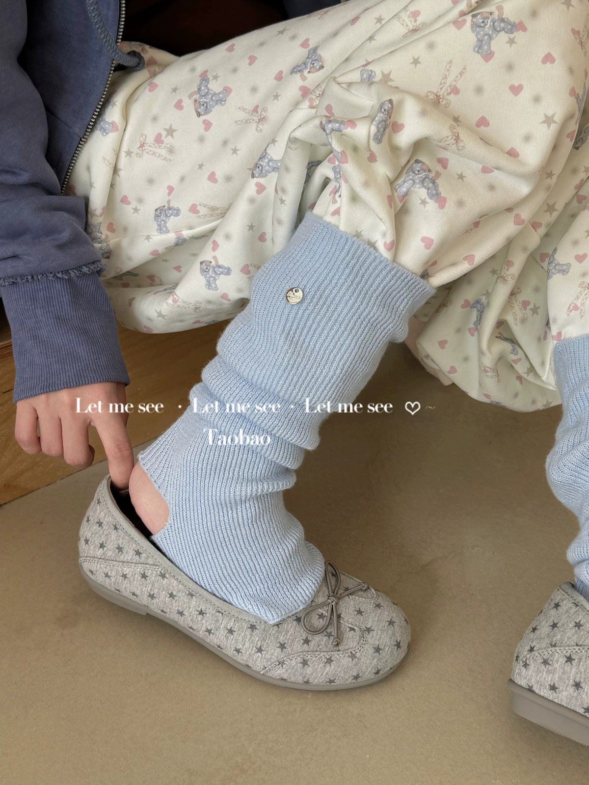 LET ME SEE - Solid Color Wool-Blend Slouch Leg Warmers socks let me see Light Blue