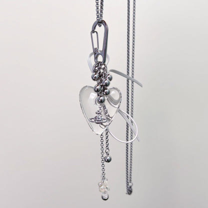 Kiwi Store - Y2K Clear Heart Pendant Necklace necklace kiwi store Transparent Pendant Necklace