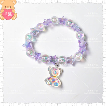Maojiang Star Strawberry Bear Bracelet | Decora Beaded Accessory bracelet maojiang Bear & Purple Star Bracelet (1 piece)