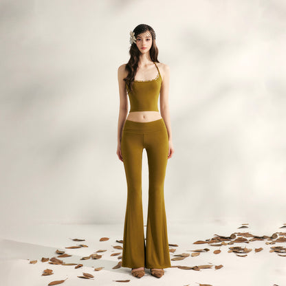 YZZI HE - Lazy Weekend Beaded Knit Two-Piece Set set YZZI HE Green Pants S