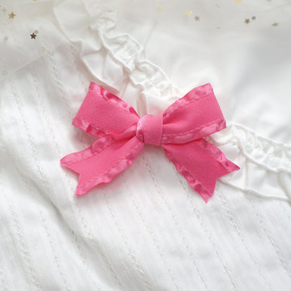MaoJiang - Kawaii Pink Bow Hair Clip Handmade with Bell hair clip maojiang #11 - 1pc