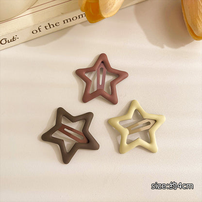 Decora Hair Clips Colorful Star Hair Accessories Bang Hair Clips hair clip Land Decora Matting Coffee - 3pcs