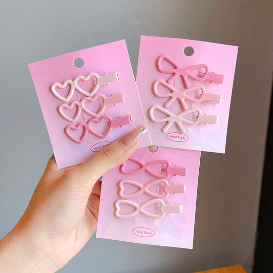 DuoFeiMao - Kawaii Harajuku Star & Heart Hair Clip in Pink Acrylic hair clip duofeimao Heart + Bow + Double Heart 9pcs Set