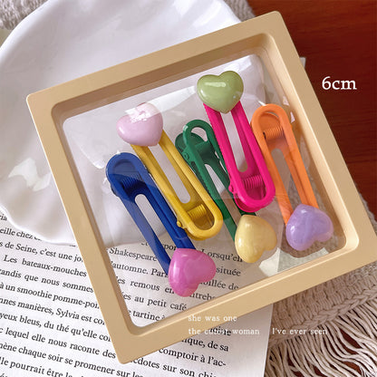 DuoFeiMao - Decora Kei Candy Color Resin Hair Clip Set hair clip duofeimao Heart Clips 5pcs