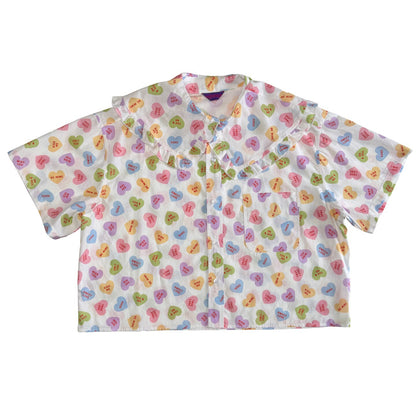 bunnybunnygun - Heart Print Collar Shirt shirt bunnybunnygun