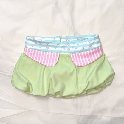 YJM with biubiu - Striped Low-Rise Bubble Mini Skirt skirt YJM with biubiu S