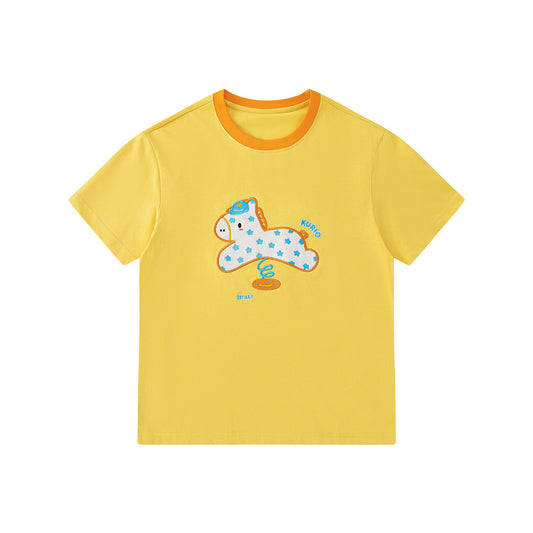 KURIOSITAET - Yellow Embroidered Dopamine Tee tee KURIOSITAET S