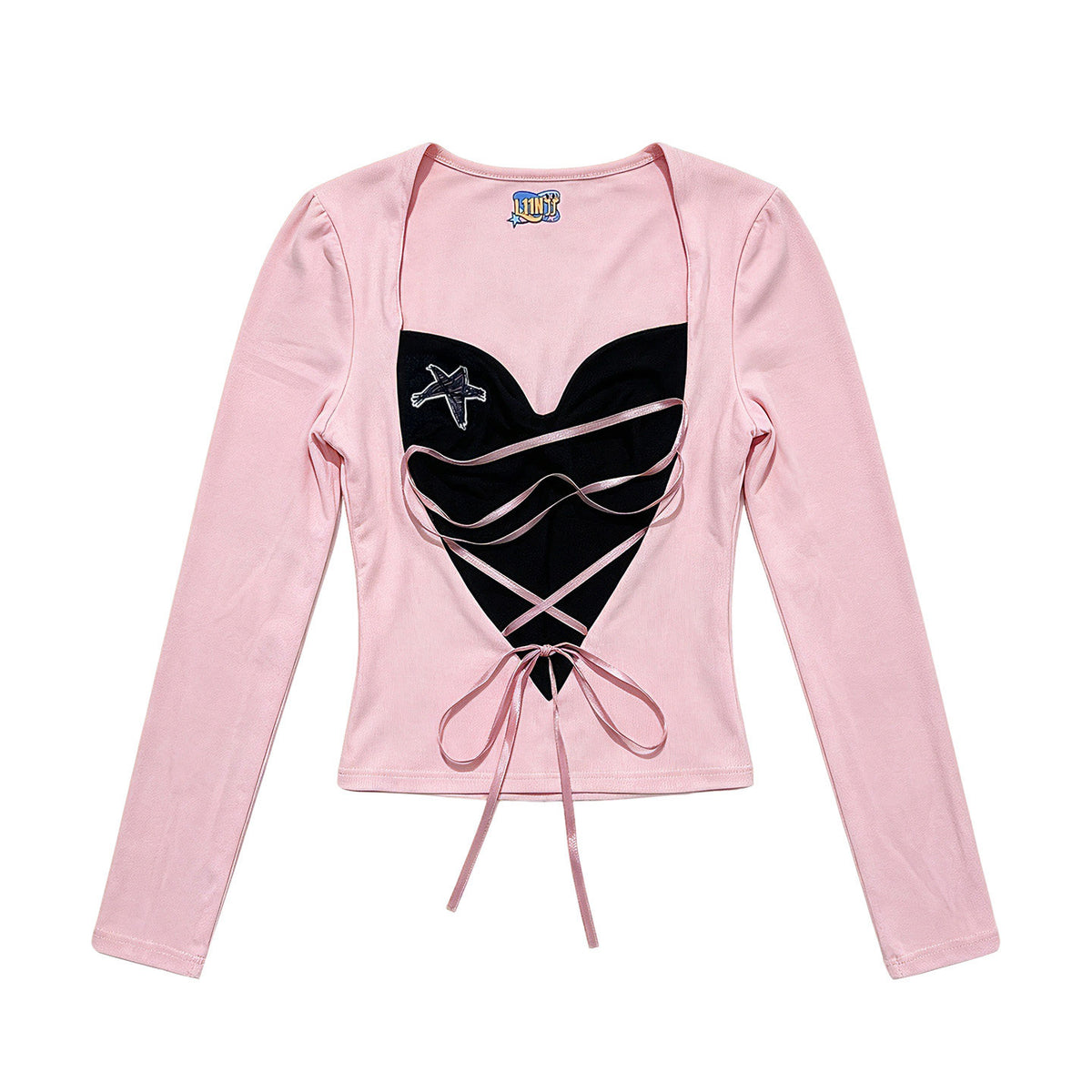 FANLOVEGIRL - Black & Pink Faux-Layer Fitted Top shirt FANLOVEGIRL S