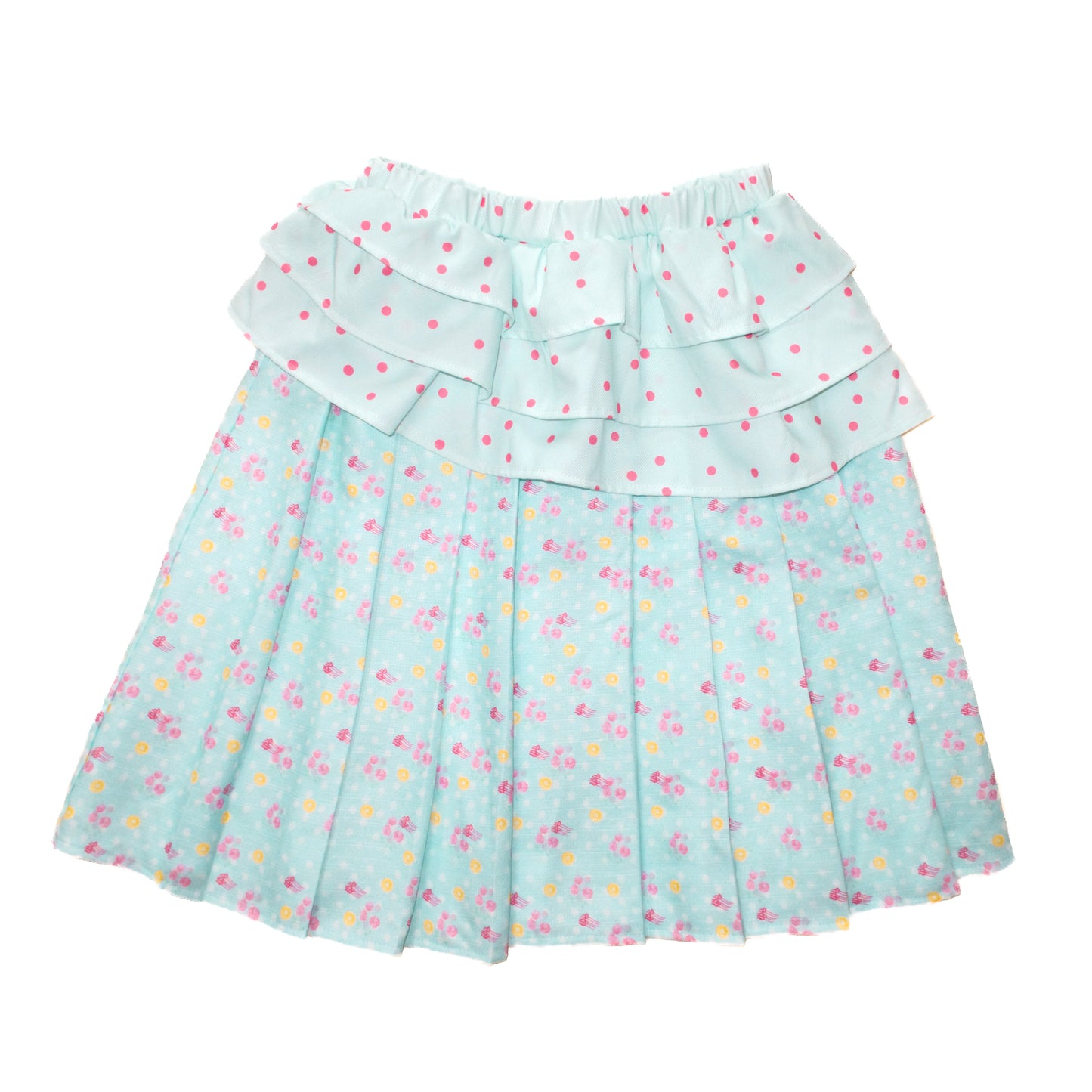 YJM with biubiu - Mint Floral Ruffle Skirt skirt YJM with biubiu S