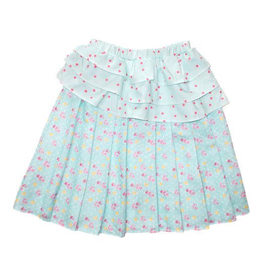 YJM with biubiu - Mint Floral Ruffle Skirt skirt YJM with biubiu S