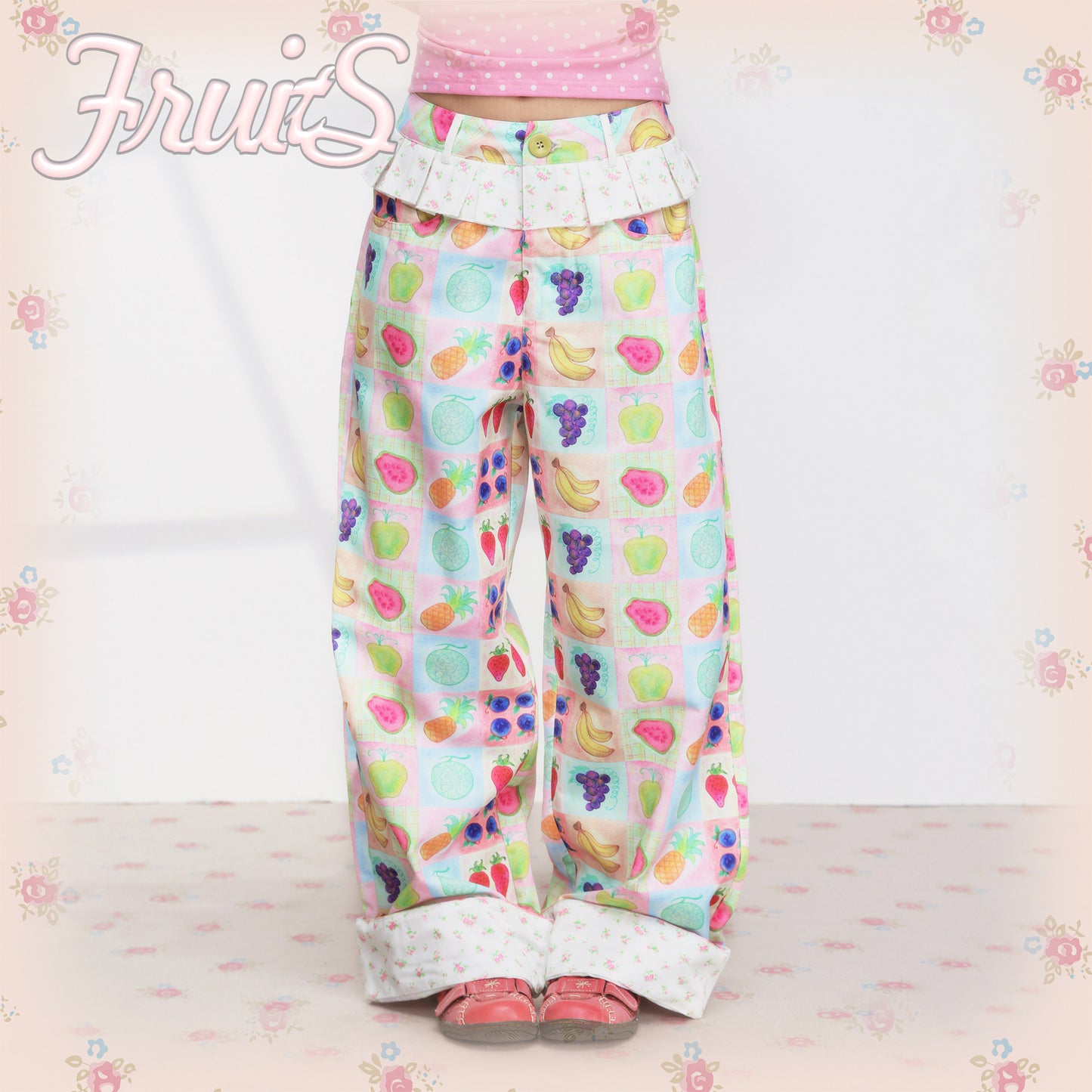 FRUITS - Floral Pleated Trousers pants Fruits S