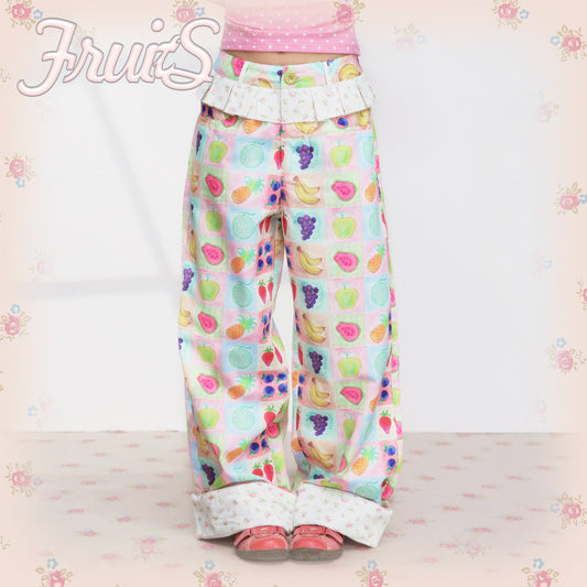 FRUITS - Floral Pleated Trousers pants Fruits S