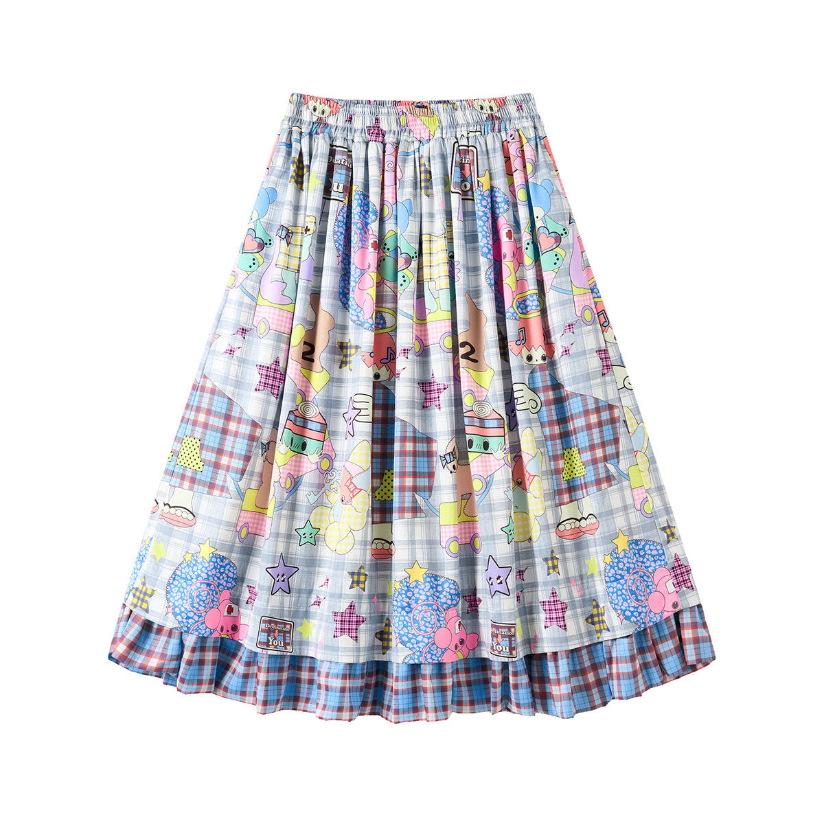 tntntutu - Plaid Angel Print Ruffle A-Line Skirt skirt tntntutu M