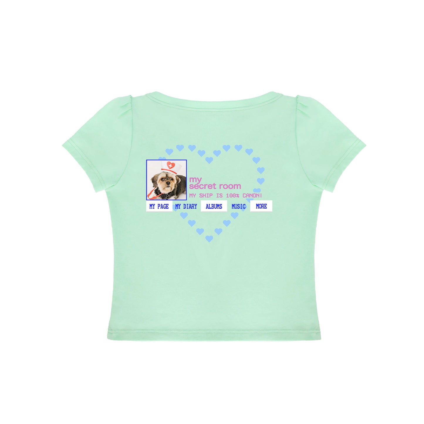 *RustSet*原创薄荷绿爱心小狗正肩短袖t恤女夏季上衣 tee rustset Green S