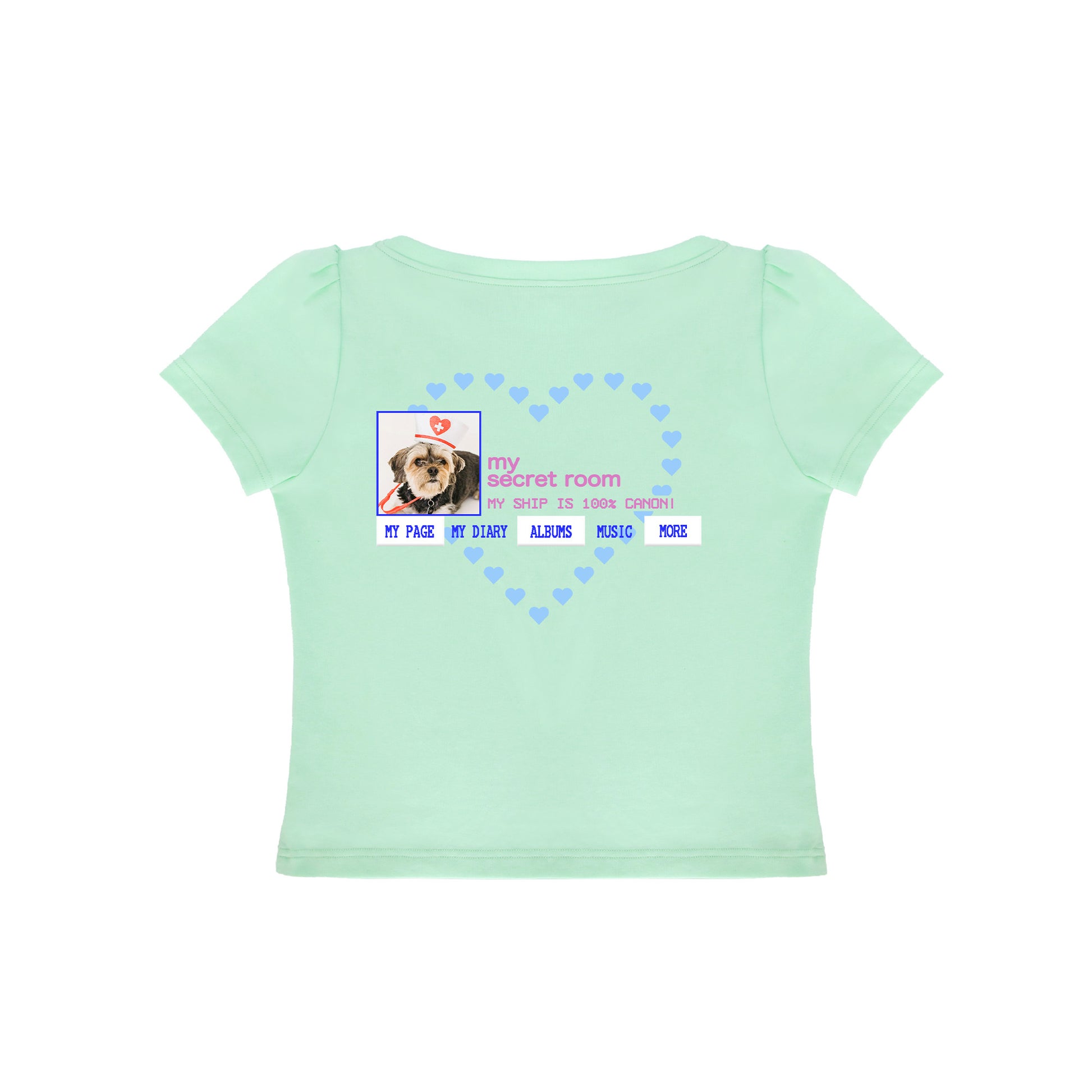 *RustSet*原创薄荷绿爱心小狗正肩短袖t恤女夏季上衣 tee rustset Green S