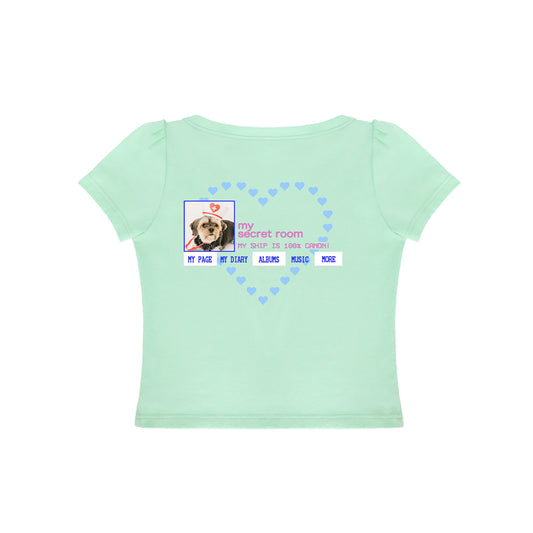 *RustSet*原创薄荷绿爱心小狗正肩短袖t恤女夏季上衣 tee rustset Green S