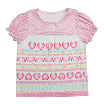 frufru - Strawberry Lime Clover Print T-Shirt | Kawaii Harajuku Summer Fashion blouse frufru Pink S