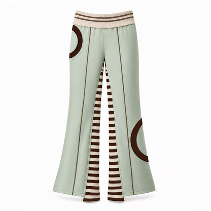 UnsocialNight - Green Brown Patchwork Flare Pants pants UnsocialNight S