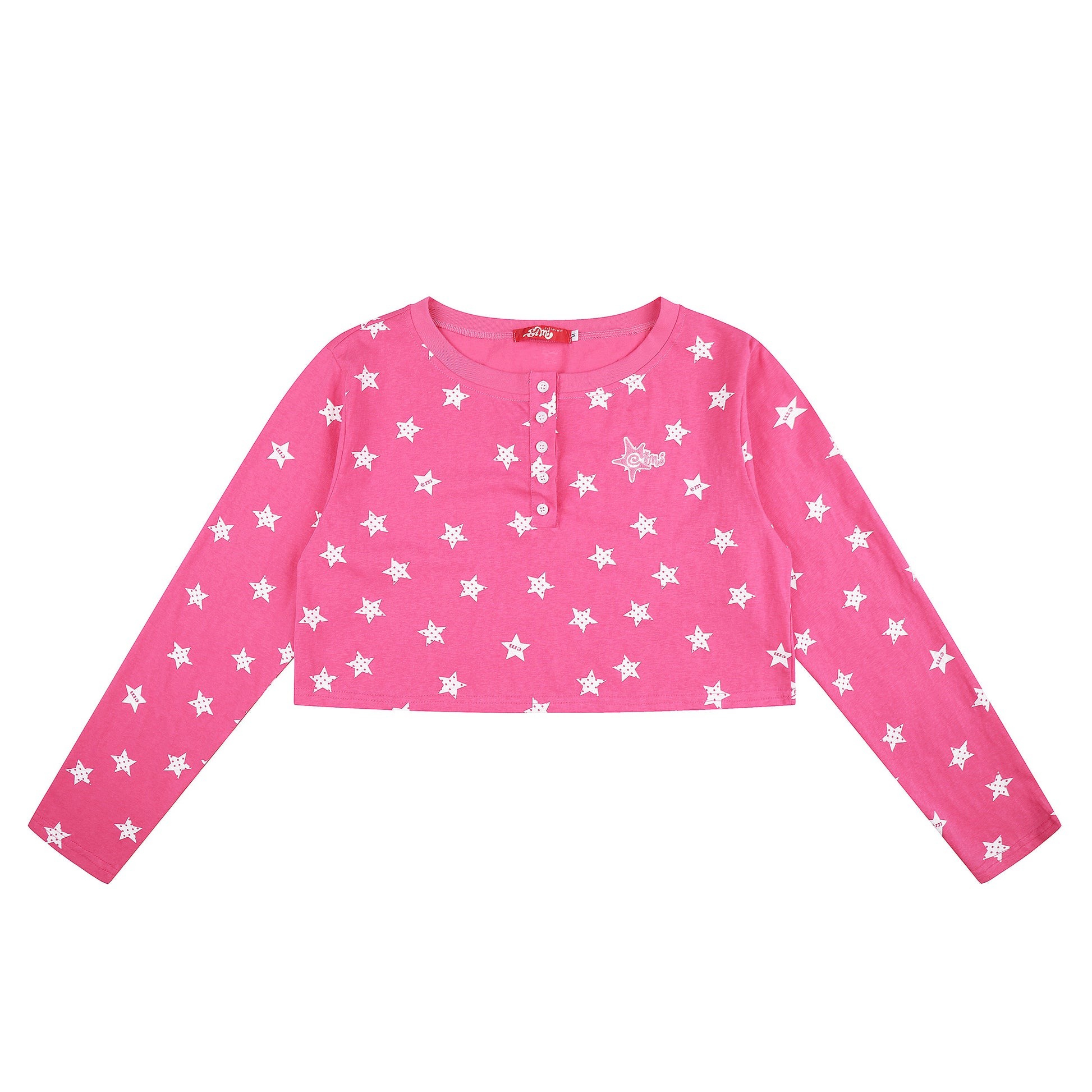 Languid Park - Star Print Cropped Long Sleeve Top shirt Languid Park Rose Pink S