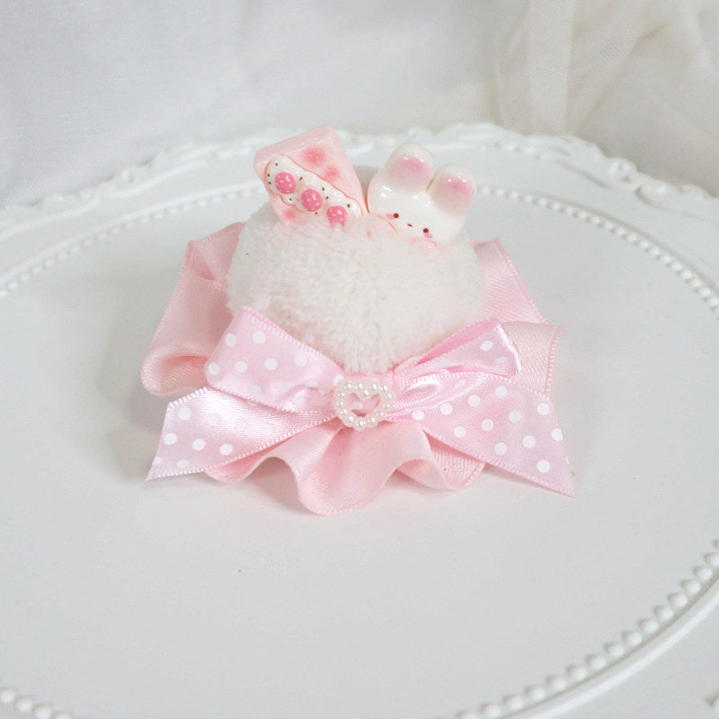 Maojiang - Ice Cream Lace Pom Pom Hair Clip