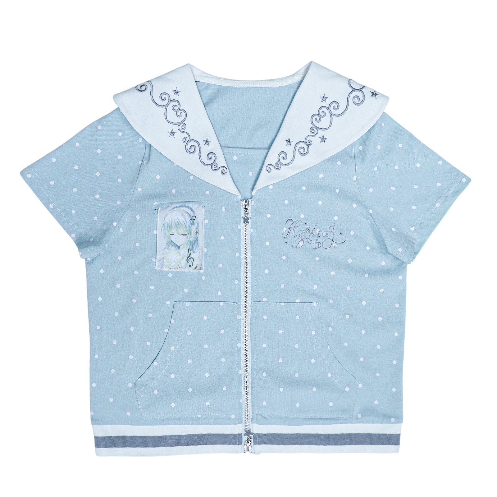 Hashtag DDD - Sailor Dreamcore Polka Dot Cardigan tshirt Hashtag DDD Light Blue S