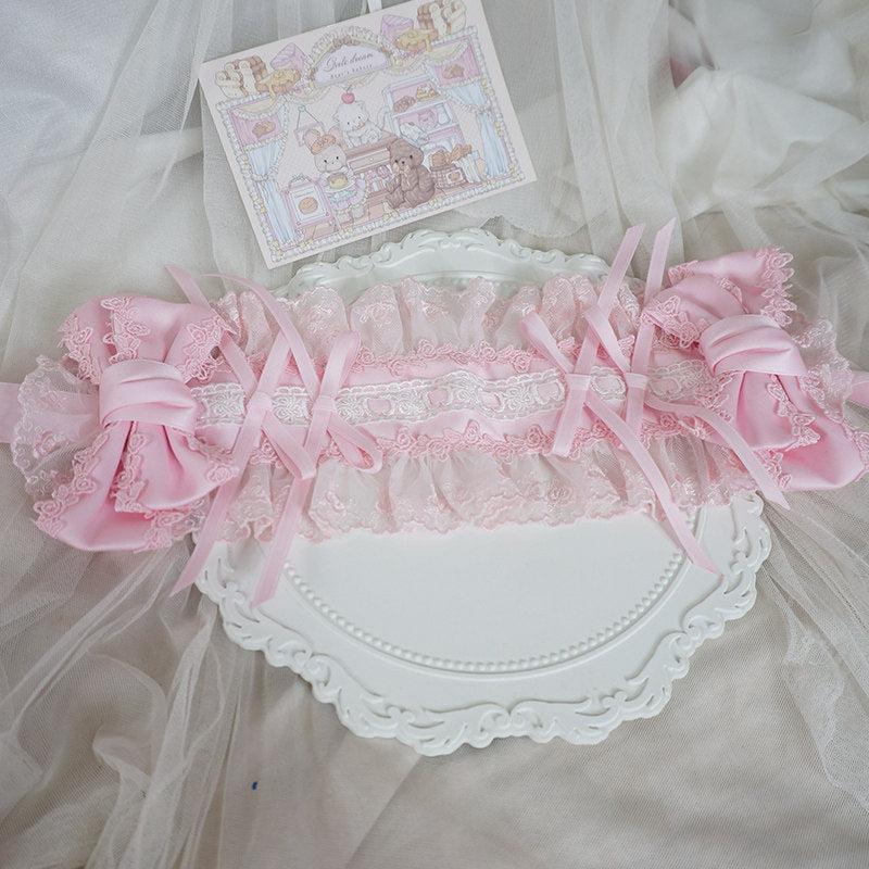 Maojiang - Lace Bow Ruffle Headband