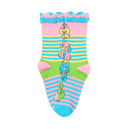 tntntutu - Cute Animal Stripe Crew Socks | Kawaii Harajuku Colorful Socks sock tntntutu
