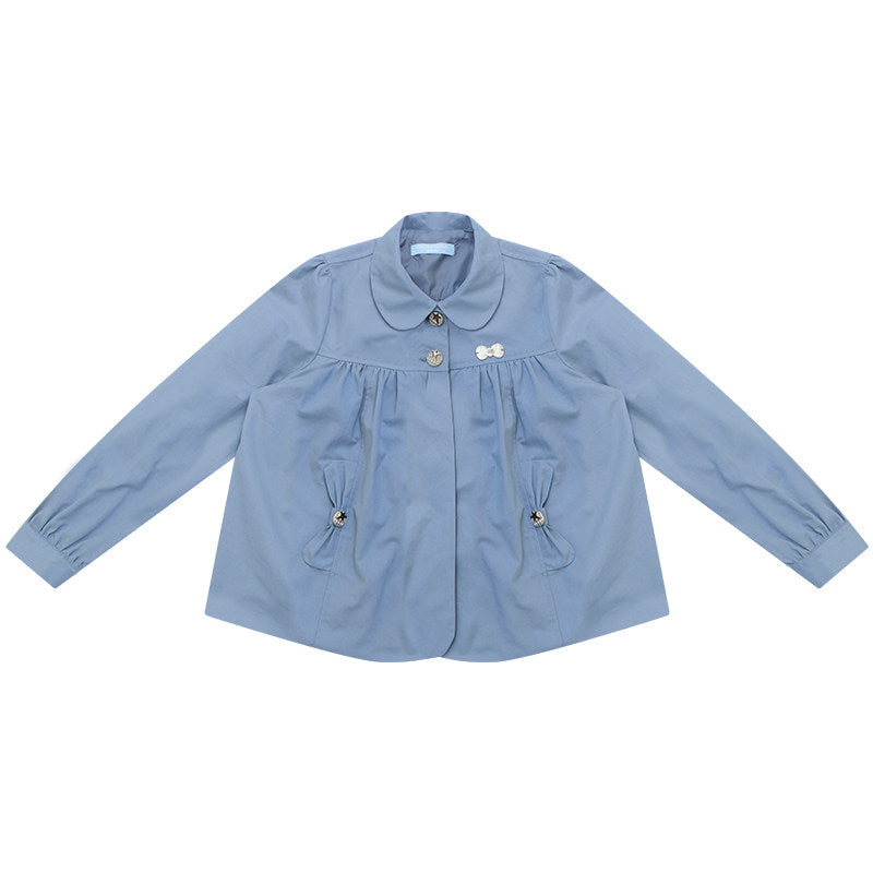 ziziFei - Blue Peter Pan Collar Cotton Jacket coat ziziFei S